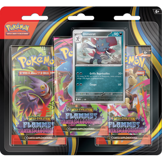 PACK DE 3 BOOSTERS POKÉMON MÉGA-ÉVOLUTION FLAMMES FANTASMAGORIQUES