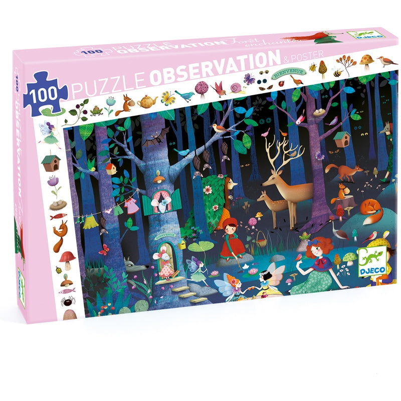 PUZZLE D'OBSERVATION  100 PIECES LA FORET ENCHANTEE - DJECO