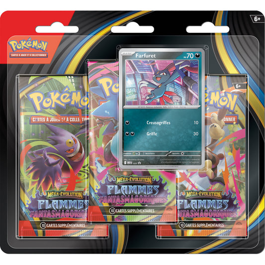 PACK DE 3 BOOSTERS POKÉMON MÉGA-ÉVOLUTION FLAMMES FANTASMAGORIQUES