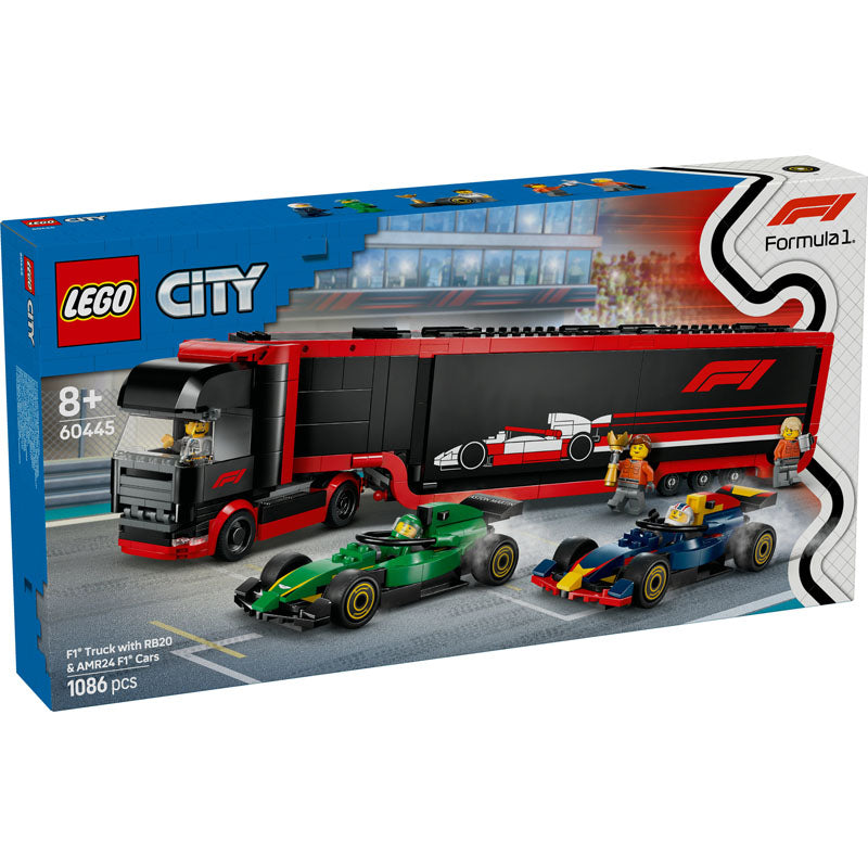 CAMION DE TRANSPORT + VEHICULE F1 RB20 ET AMR24